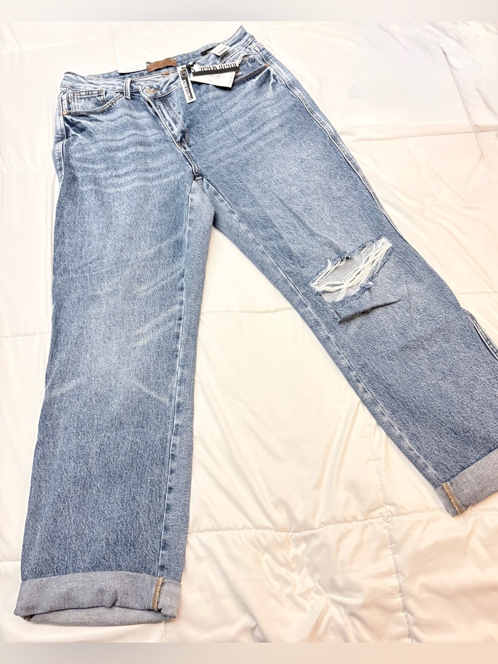 New with tags: Judy Blue denim Distressed High-Rise Women's Dad Jeans. Size 14w